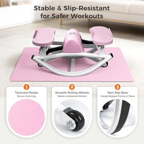 Rock Stepper with Resistance Bands & Non-Slip Mat - Pink