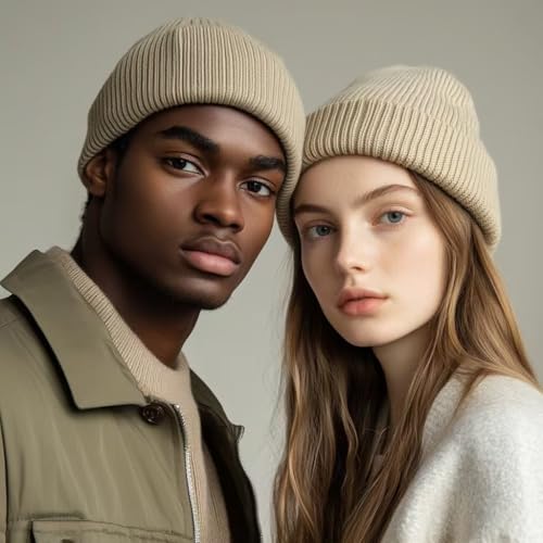 ZH 12-Pack Knitted Winter Beanie Hats for Men & Women, One Size, White