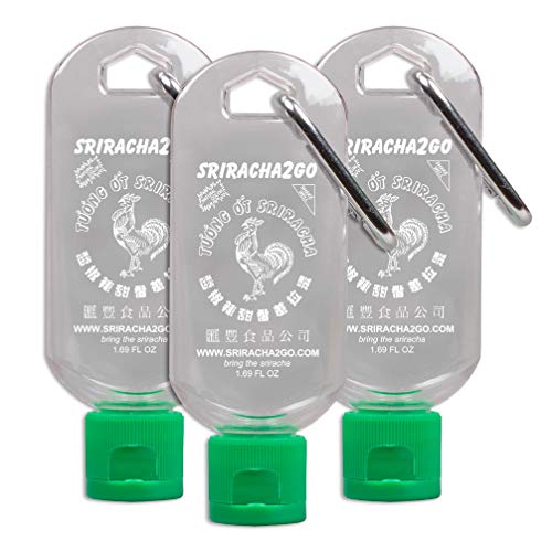 Sriracha2Go 3-Pack Reusable BPA-Free Stainless Steel Leak-Proof Sauce Containers with Carabiner, 1.69 Fl Oz