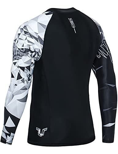 Mens Long Sleeve Swim Shirt - BJJ Rash Guard UPF 50+ - Large Eagle