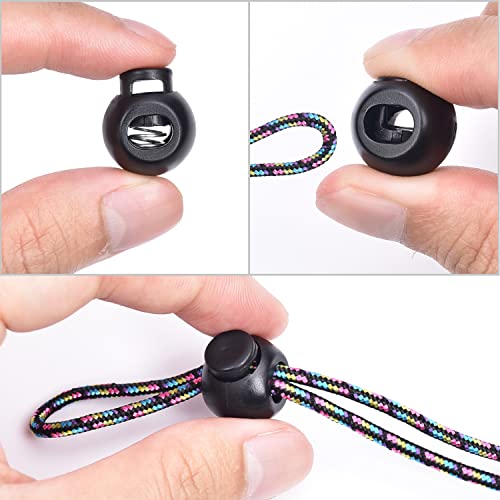 Plastic Cord Locks - 50 Pack Black Spring Toggle Stoppers