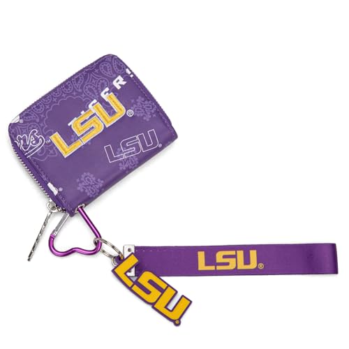 LSU Tigers Zip Around Small Wallet with Wristlet Strap - Purple