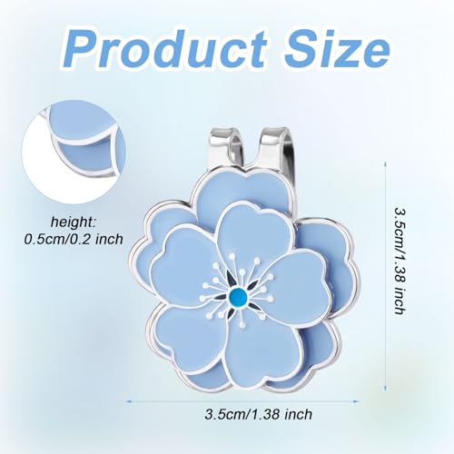 Magnetic Golf Ball Marker with Hat Clip - Blue Flower Design