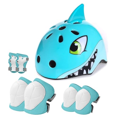 Anharluka Kids Dinosaur Shark Bike Helmet Set for Ages 2-5, S-216, Small 50-54cm