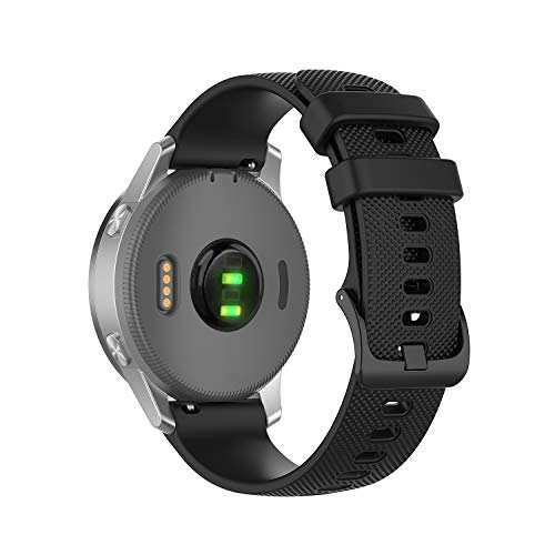 Silicone Watch Band - Black for Garmin Vivoactive 4S, Venu 2S & Forerunner 255s