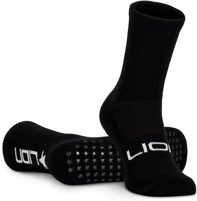 Soccer Grip Socks - Large Black - Youth & Adult Sizes Available