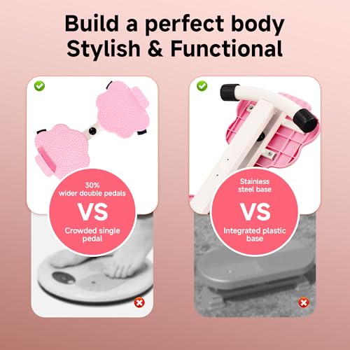 Waist Twister Fitness Machine - Ultra-Quiet & Foot Massage - Pink