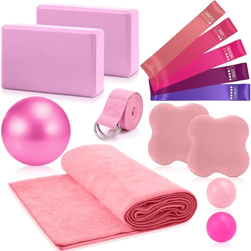 14-Piece Yoga Equipment Set for Home Workouts - Pink