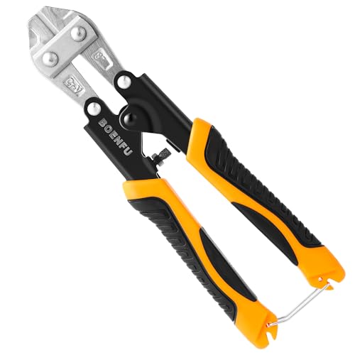 BOENFU Small Bolt Cutters 8 inches 210mm Heavy Duty Wire Cutters Spring Loaded Chrome Vanadium Steel Blade for Wire, Cables, Chains, Small Screws, Orange