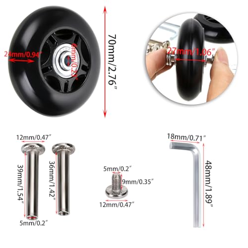 70mm x 24mm Luggage Wheel Replacement Kit - Set of 2