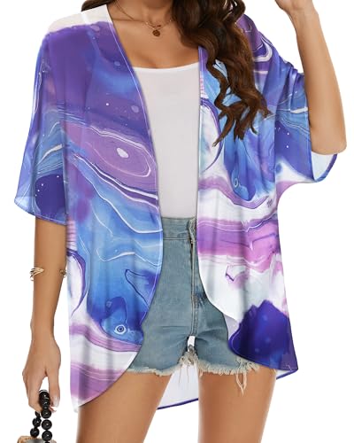 Women's Floral Kimono Beach Cover Up - Chiffon Cardigan