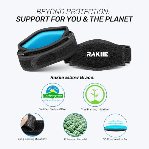 Rakiie 2 Pack Tennis Elbow Brace with Adjustable Strap
