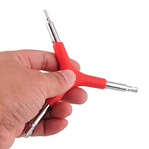 3-Way Hex Wrench Tool for Bicycle Maintenance - Red Handle