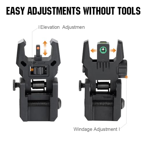 Fiber Optic Flip Up Sights - Foldable Polymer Backup Sight - Black 3