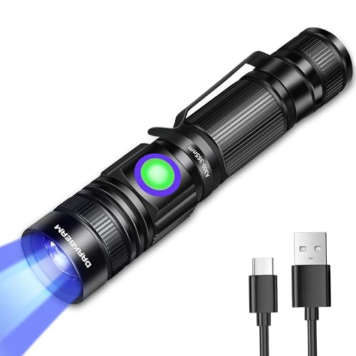 DARKBEAM 365nm UV Flashlight 10W – Pocket-Sized Black Light, 365nm (Bluish) with USB Rechargeable, A300 Variant