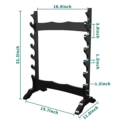 Lukar 6 Tier Wooden Sword Stand Classic Floor Display for Katana Samurai Wakasashi & Lightsaber