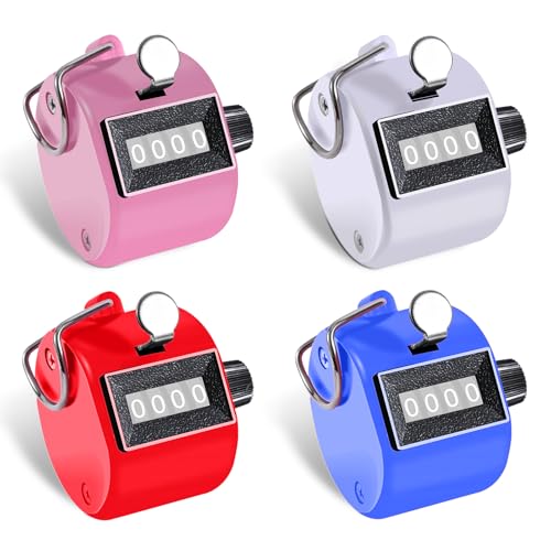 4-Pack Handheld Tally Counters - Mechanical Clicker Counters for Coaching, Knitting, Fishing