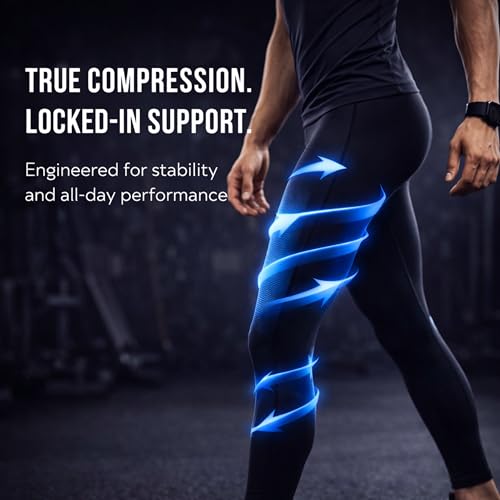 CompressionZ Men's Black Workout Compression Pants Large for Running & Sports