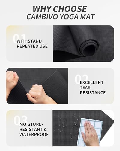 Extra Long Wide Yoga Mat - 84" x 30" x 6mm - Black