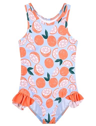 Girls Unicorn One-Piece Swimsuit - Toddler 6-7 Years / Orange P08