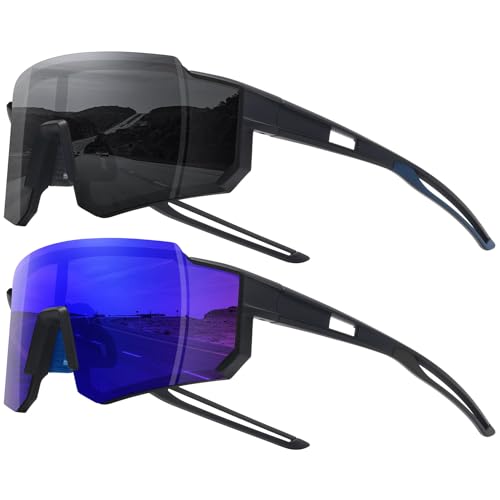 STORYCOAST Polarized Sport Sunglasses 2-pack Matte Black/Gray & Matte Black/Dark Blue – 73mm