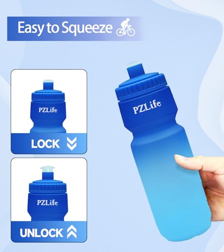 24oz Blue Bike Water Bottle - Leak Proof & BPA Free Squeeze Bottle