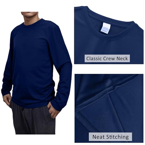 Men's Long Sleeve Quick Dry Athletic Shirt - Navy, Large