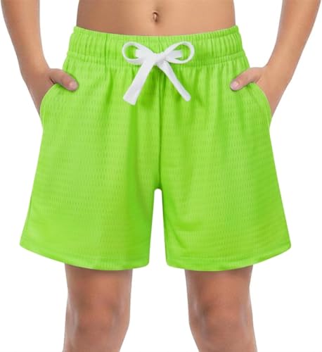 Boys Breathable Mesh Athletic Shorts - 7-8 Years, Green