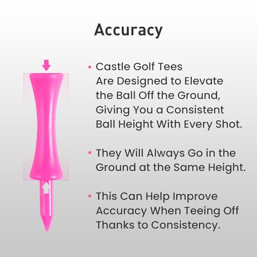 Castle Golf Tees - 2 1/4 Inch Plastic, 50 Pack - Pink