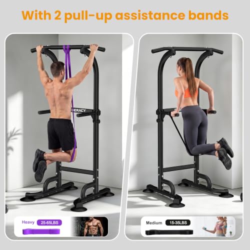 Adjustable Power Tower with Pull Up Bar and Dip Station