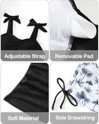 Girls Tankini Swimsuit with Tie-Straps and Drawstring - Ages 7-16