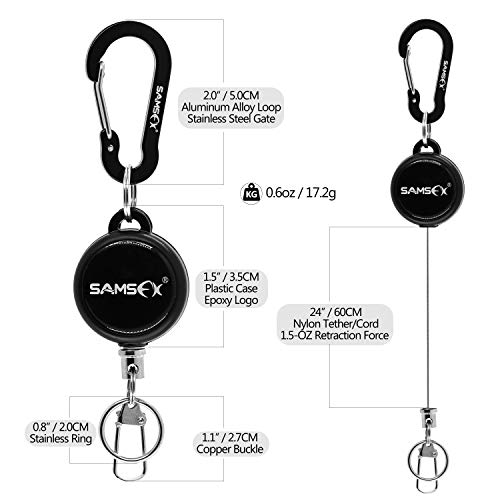 Fly Fishing Zinger Retractor Set - 3pcs with Carabiner & 24in Nylon Cord