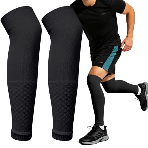 Compression Soccer Leg Sleeves - Shin Guard Sleeves, Medium Black