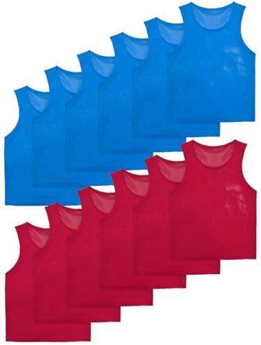 Reversible Youth Sports Practice Vests - 12 Pack Lightweight Mesh