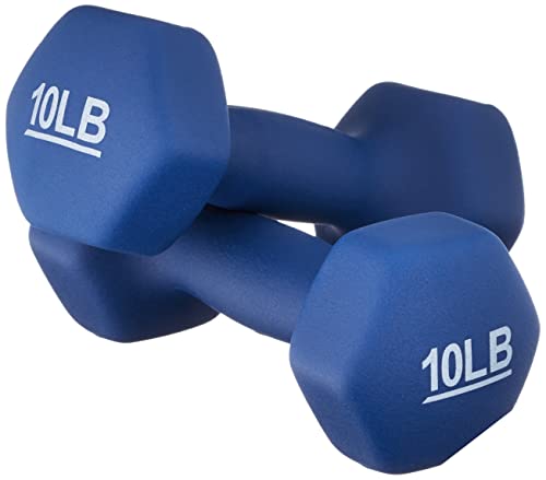 10 lb Neoprene Dumbbell Hand Weights - Set of 2 for Muscle Toning