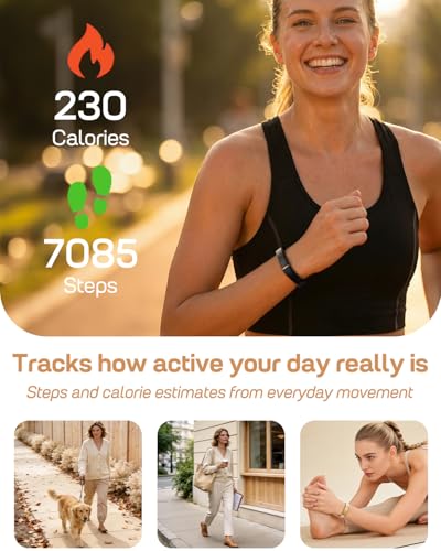 Screenless Fitness Tracker - 24/7 Heart Rate & Sleep Monitor - Black