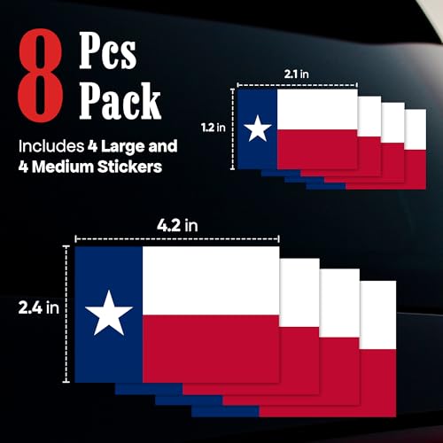 Texas Flag Sticker Set - 8 Durable Weatherproof Decals