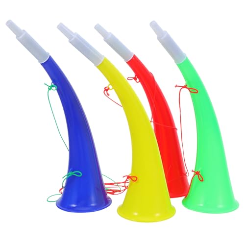 Portable Stadium Horn Noise Makers - 4 Pack with Lanyards