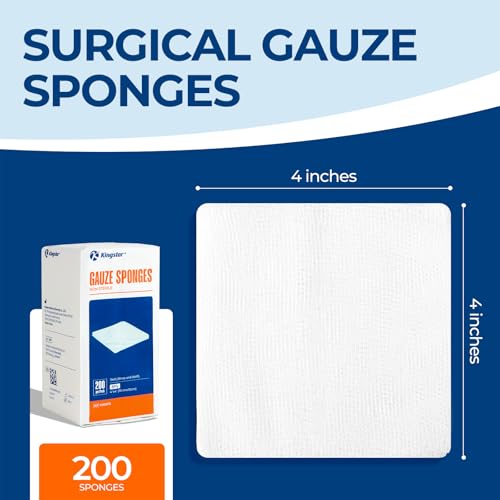 8-Ply Pure Cotton Gauze Sponges - 4x4 Inch, 200 Count