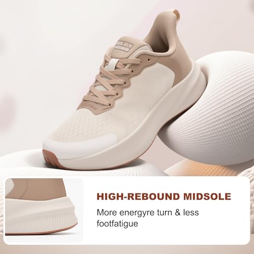 ALEADER Wide Toe Box Women’s Running Walking Tennis Shoes - Oatmeal, 8 Wide