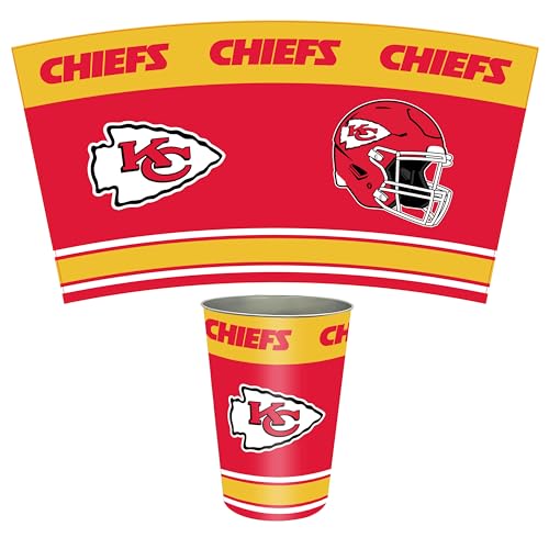 Kansas City Chiefs Wastebasket - 15" Tin Trash Bin with Logos