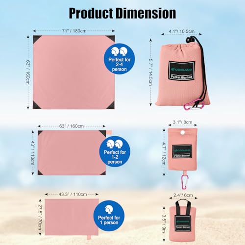 Odoland Sandproof Beach Blanket, Waterproof Portable Mat with Carry