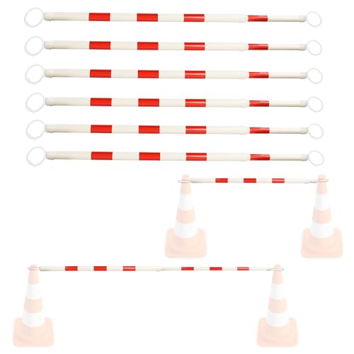 ABN 6PCS Expandable Cone Bar - Reflective Safety Cone Bars, Lightweight Traffic Barricade for Parking Lots, Road Construction, Expandable Safety Cone Bars, Expands 3.7-6.5 Feet