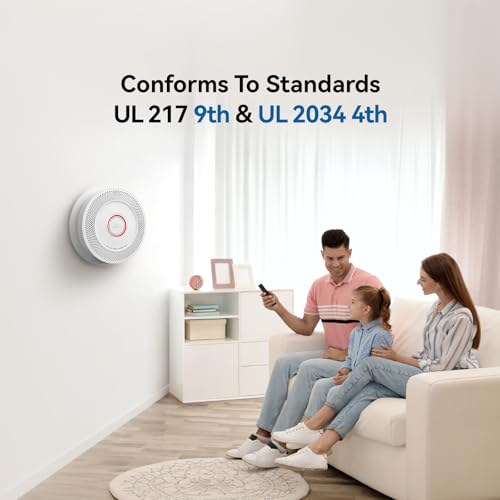 SITERWELL Smoke and Carbon Monoxide Detector 10-Year Battery, Wireless Interconnected Smoke Alarm Carbon Monoxide Detector with Dual Language Voice Alerts for Home and Babyroom, 1 Pack