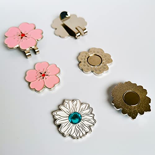 Magnetic Golf Ball Marker & Flower Hat Clip Set