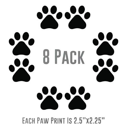 Dog Paw Prints Vinyl Decal Stickers - 8 Pack for Cars & Bowls