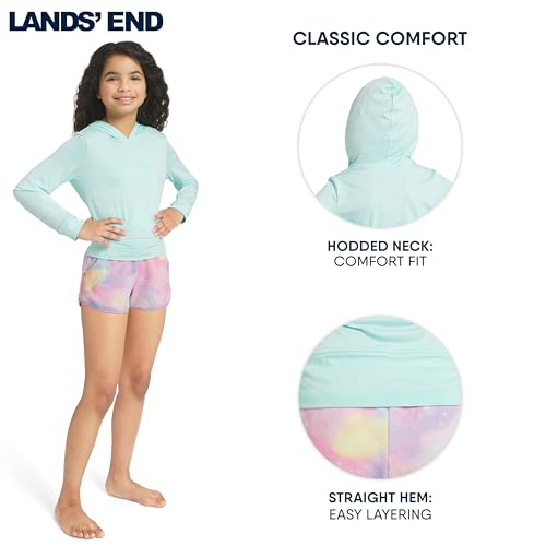 Girls' UPF 50+ Long Sleeve Hooded Sun Tee Rash Guard - Large Aruba Blue