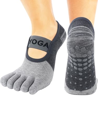 Non-Slip Yoga Socks with Grips for Pilates - Light Gray