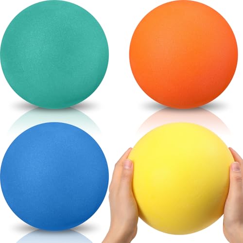 Seenelling 7 Inch Soft Foam Dodgeballs - 4 Pack, Lightweight Silent Playground Balls for Kids Indoor Sports