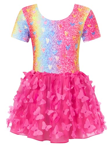 Ballet Leotard for Girls with Skirt - Pink Glitter 4T